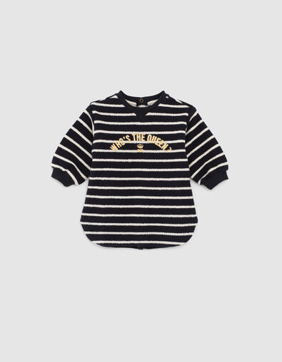 Baby girls' navy striped knit sailor dress - IKKS