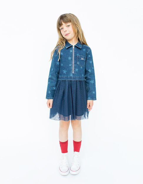 Girls’ navy mixed fabric tutu dress