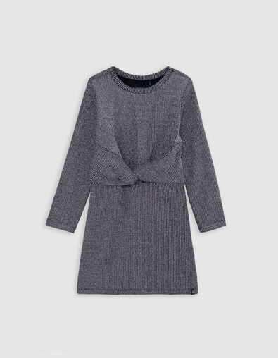 Robe courte argentée maille lurex côtelée fille - IKKS