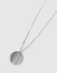 Sautoir double rang métal argenté avec médaille Femme-2