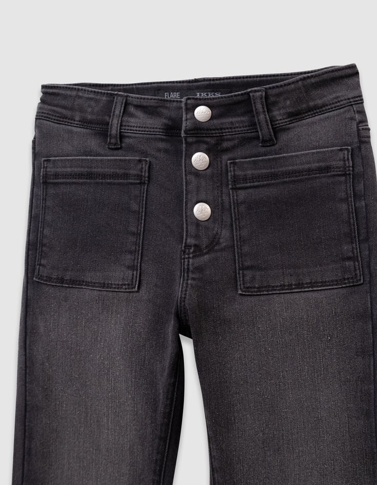 Girls’ grey flared jeans with visible buttons-5 Girls’ grey flared jeans with visible buttons-5