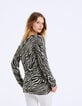 Pull col V en laine mousseuse imprimé zèbre femme-3