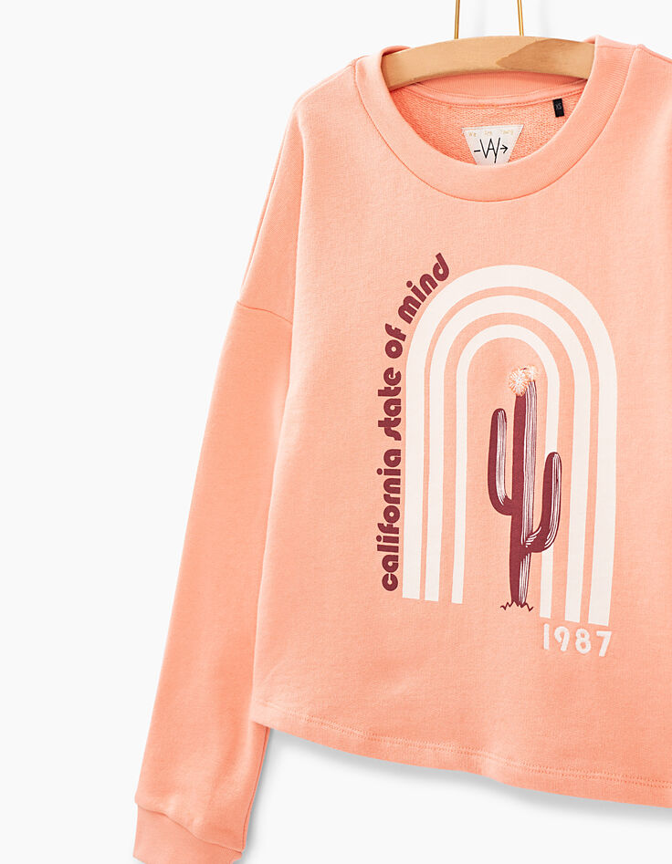 Koraal sweater regenboog op cactus-3