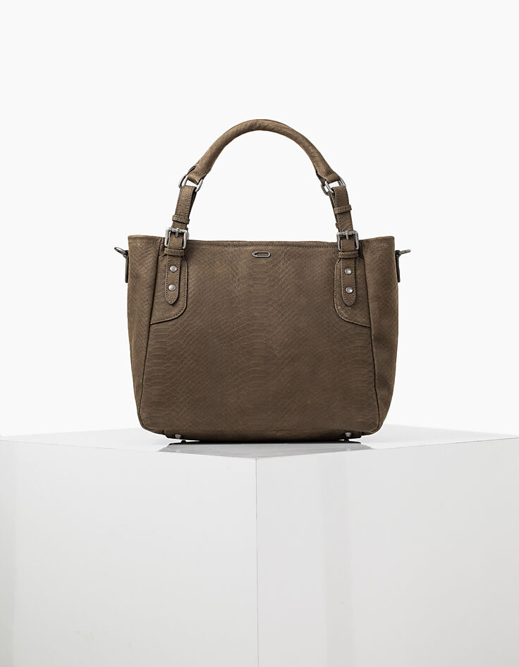 Sac cabas cuir de vachette effet reptile femme-1