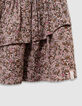 Jupe courte rose imprimé fleurs d'automne fille-5