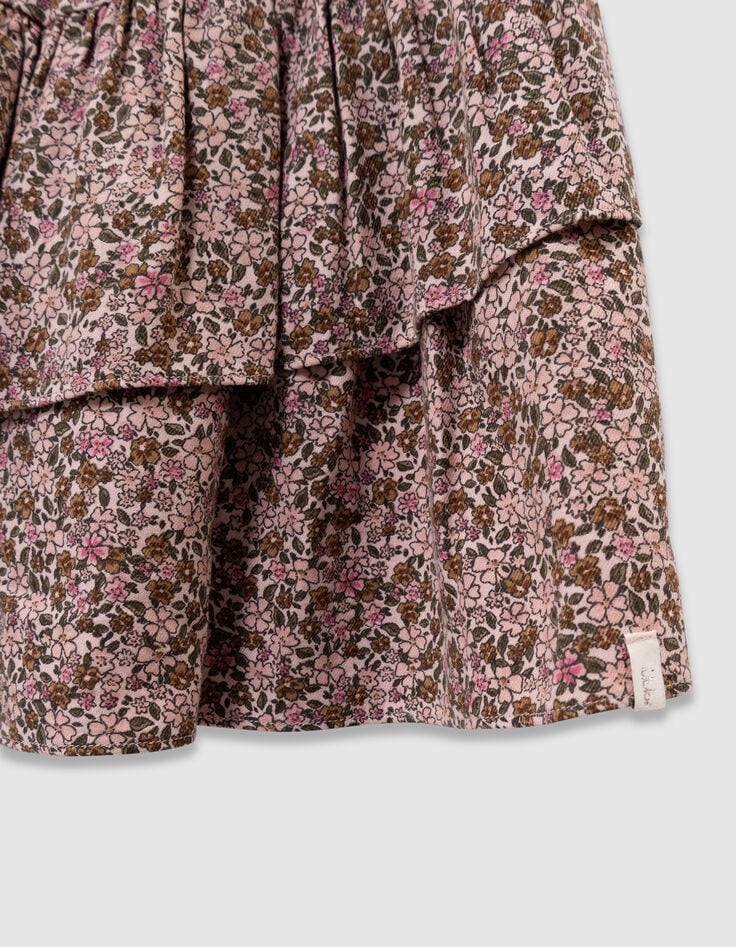 Girls’ pink short skirt with autumn flower print-5 Girls’ pink short skirt with autumn flower print-5