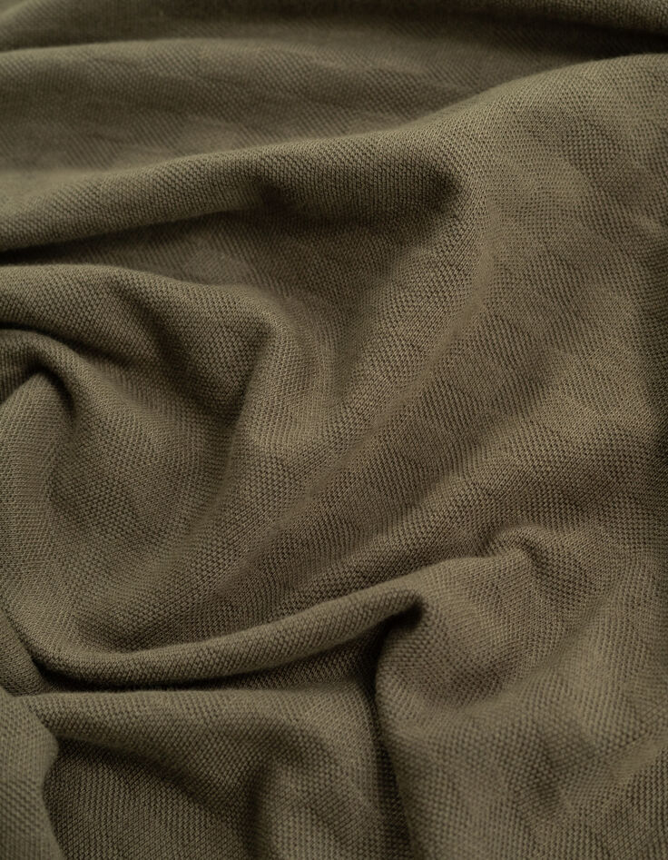 Polo caqui algodón punto jacquard relieve damero hombre-7