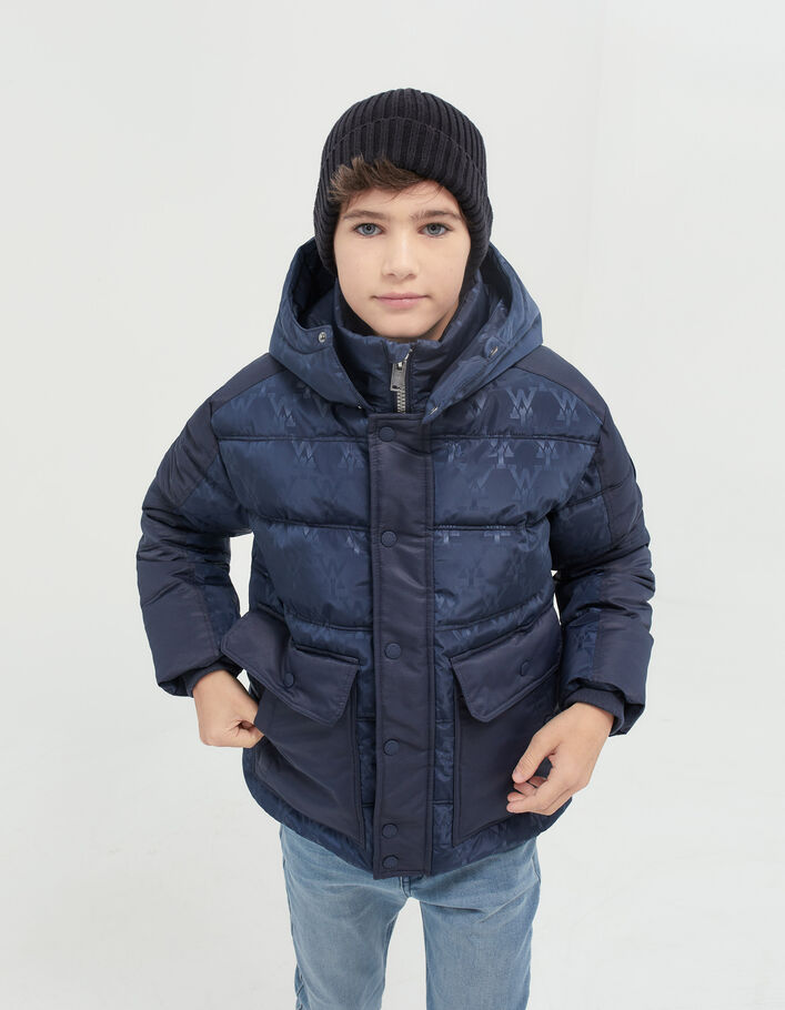 Marineblaue Jungensteppjacke mit Way-Schriftzug-8