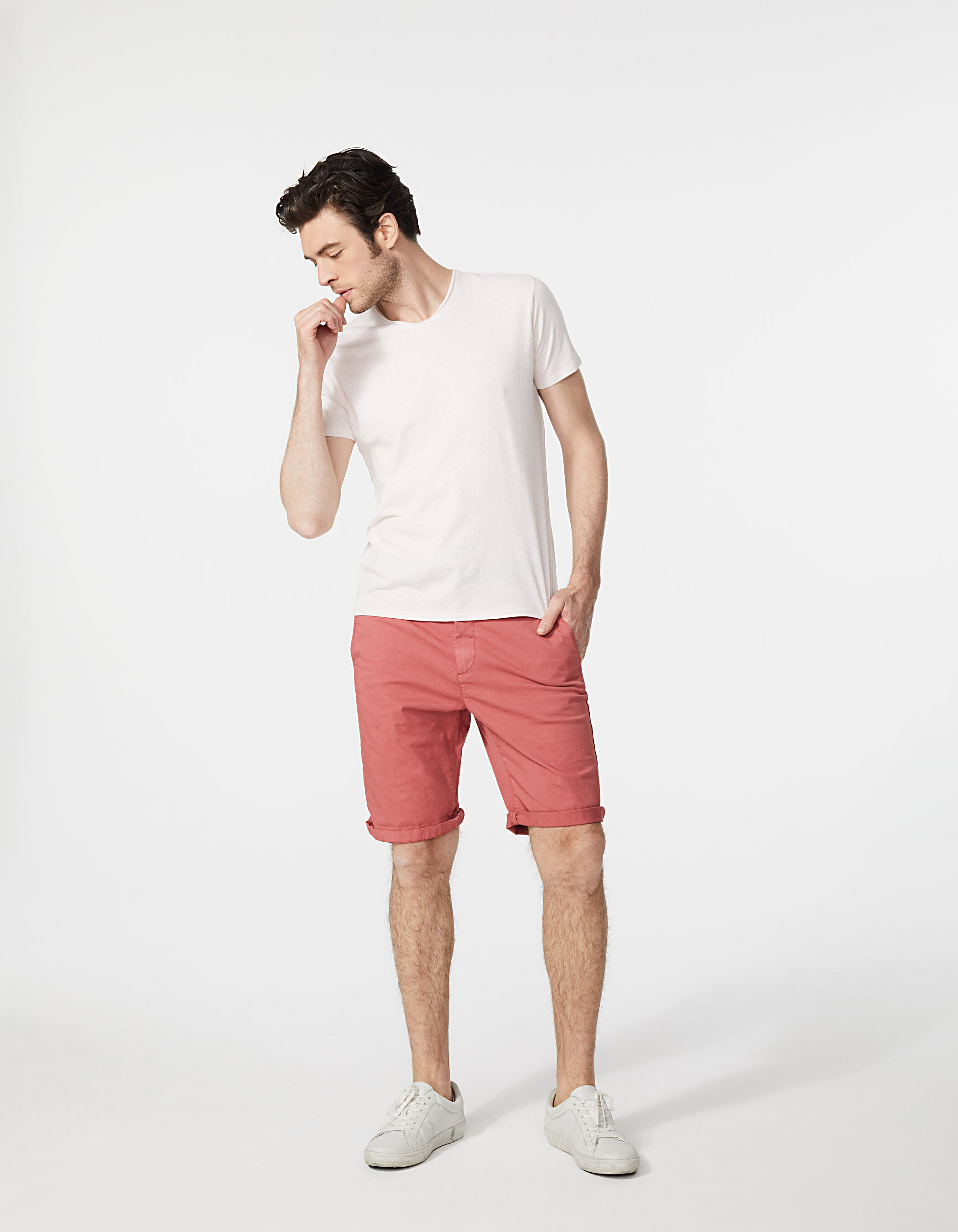 Bermudas chino SLIM rosa indio para hombre