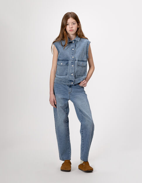 Veste sans manches en jean bleu fille - IKKS