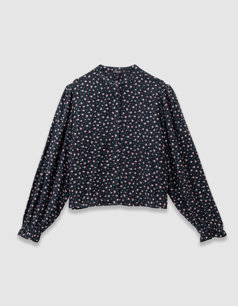 Zwarte blouse print miniroosjes meisjes - IKKS