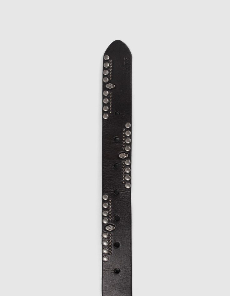 Ceinture en cuir noir à clous et têtes de mort Femme -4
