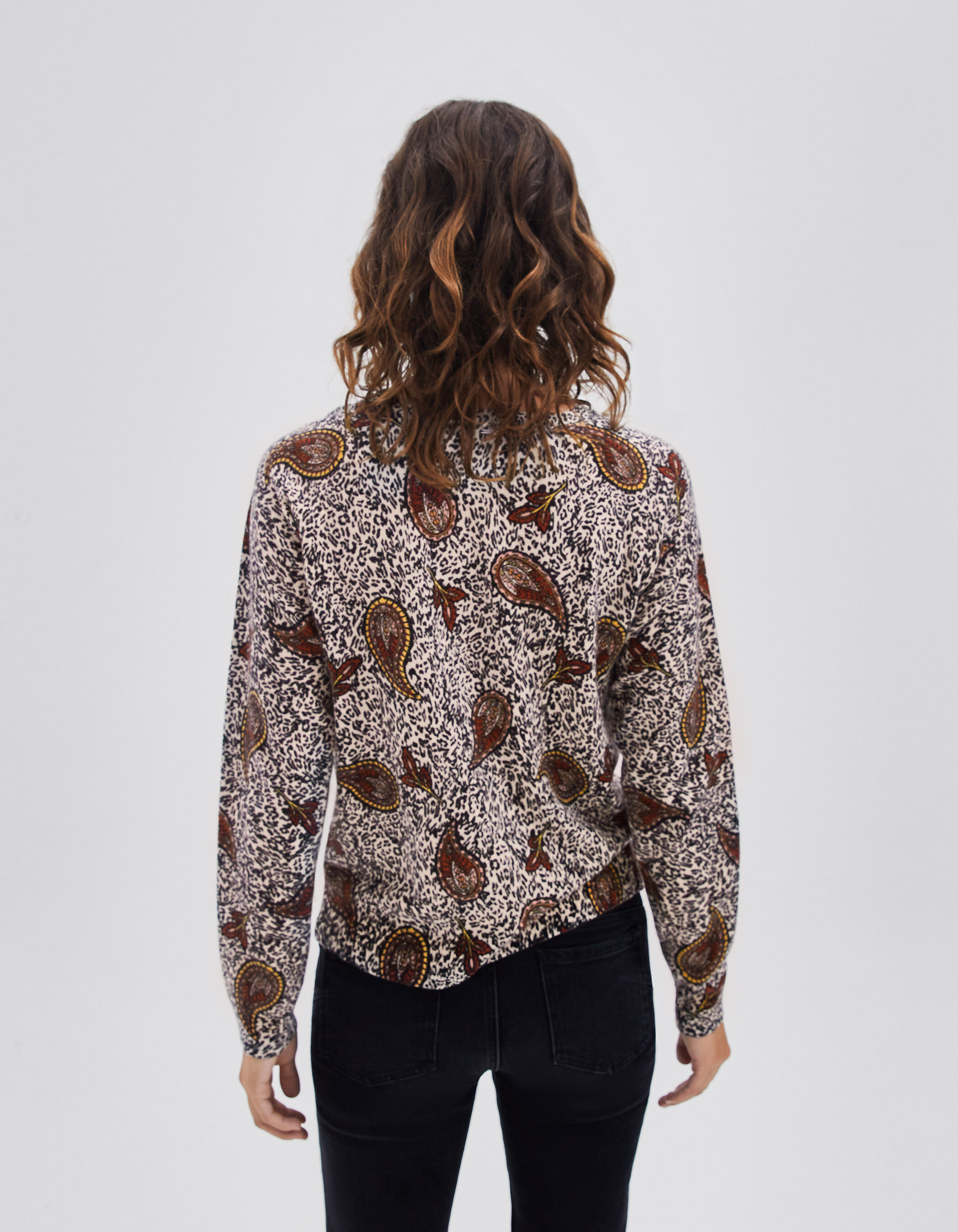 Ecru trui paisley luipaardprint Dames