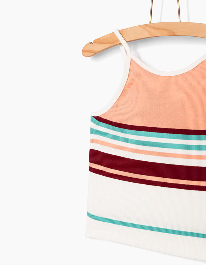 Girls’ off-white striped cropped vest top - IKKS