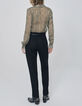 Women’s khaki decorative print voile shirt-3