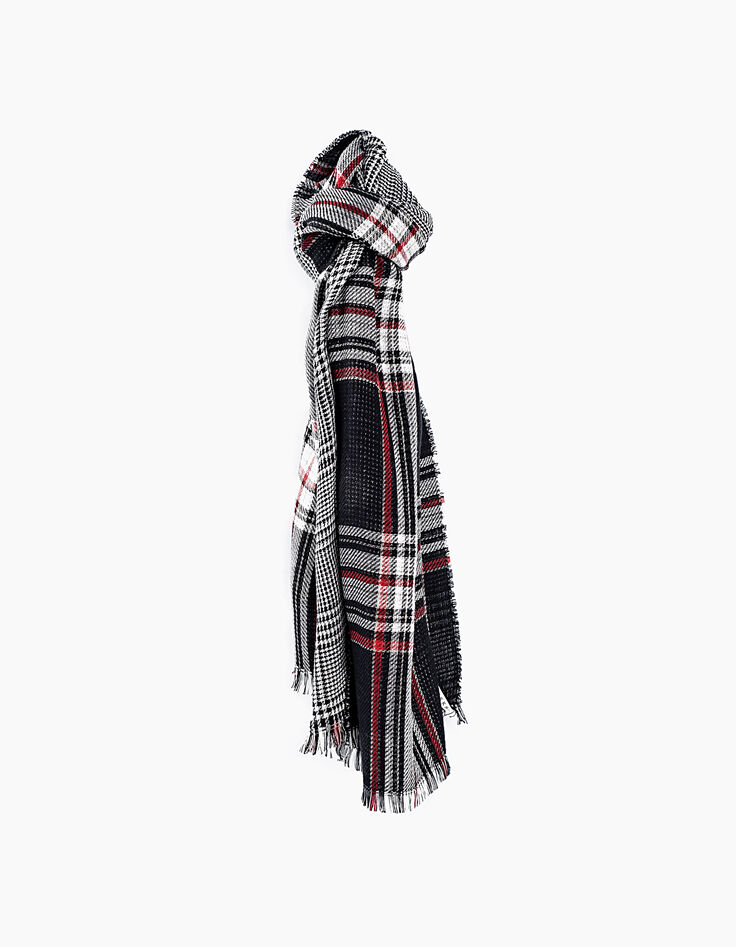 Pañuelo motivos príncipe de gales bordes flecos mujer-1 Pañuelo motivos príncipe de gales bordes flecos mujer-1
