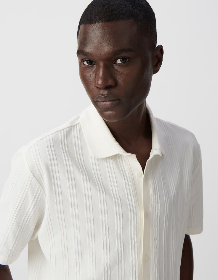 Camisa SLIM blanco roto punto rayas hombre-4