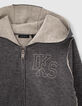 Cardigan gris chiné à coutures apparentes garçon -2