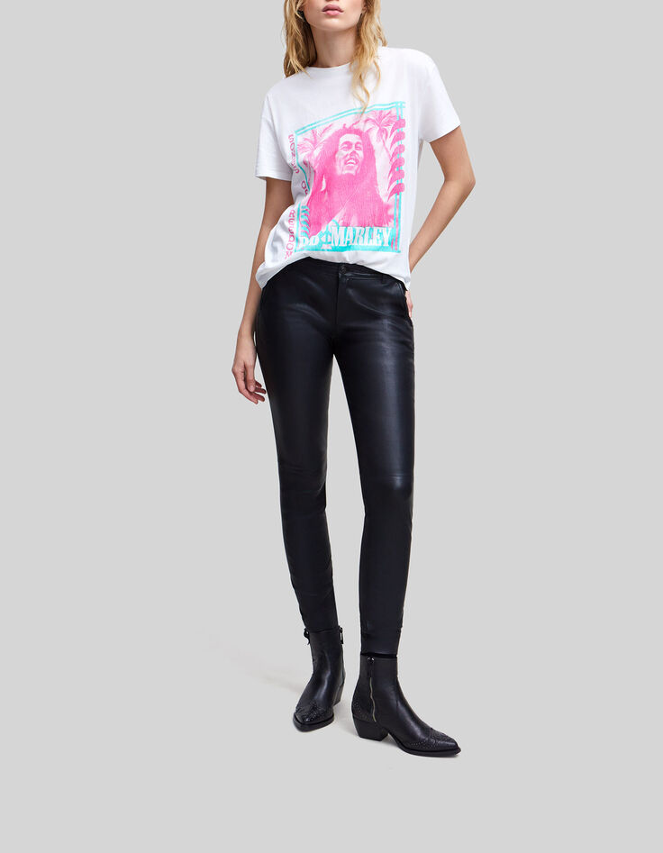 Wit T-shirt biokatoen Bob Marley Dames-1