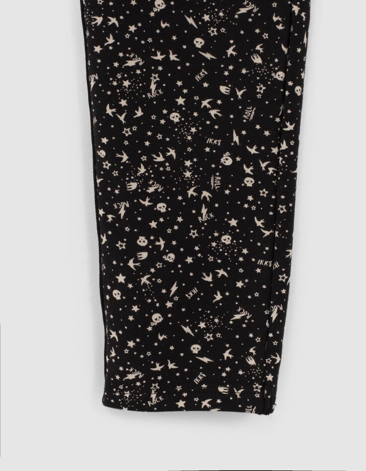Jogging negro estampado minimalista rock ni&ntilde;a-4