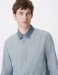 Chemise easy bleue motif carreaux manches longues Homme-5