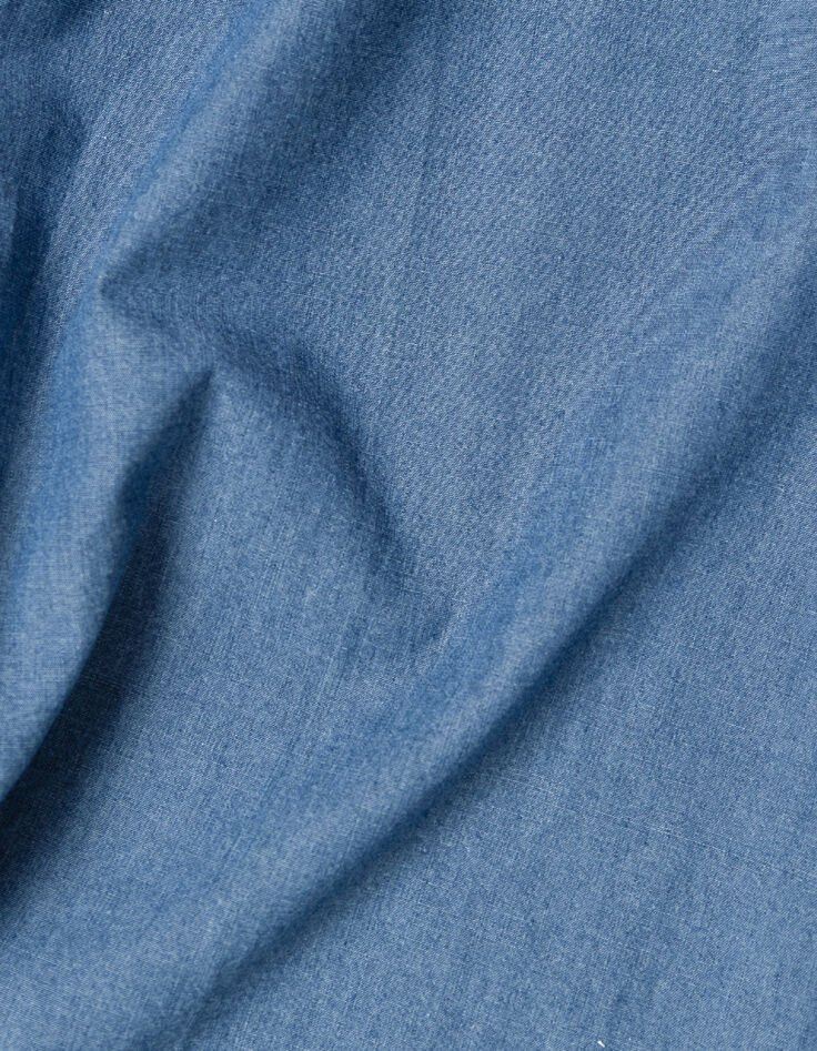 Blaues Chambray-Hemd f&uuml;r Herren mit asymmetrischer Tasche-6