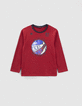 Jungen-T-Shirt bordeaux mit Ballmotiv aus Wendepailletten-1