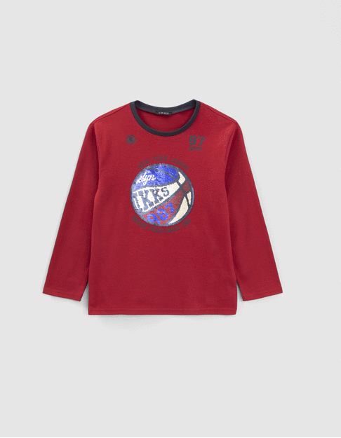 Bordeaux T-shirt bal in omkeerbare lovertjes jongens - IKKS