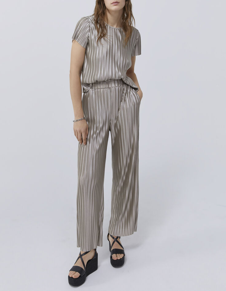Goudkleurige cropped top plissé Dames-6