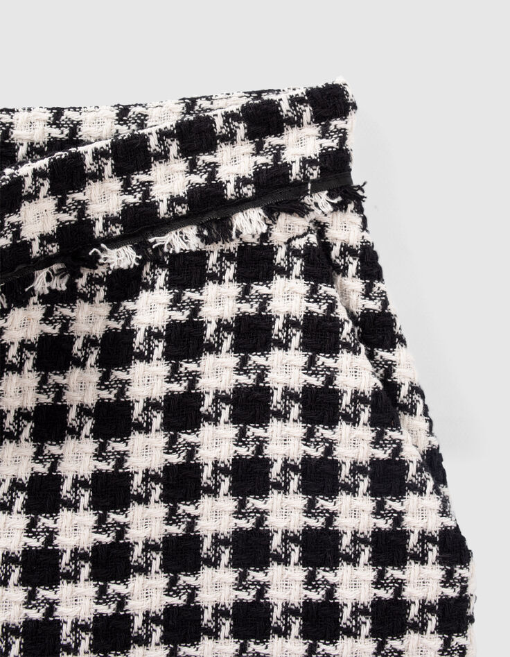 Women’s black houndstooth motif tweed-look shorts-6