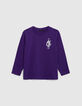 Violettes Jungen-T-Shirt mit Motiven vorne und hinten-2