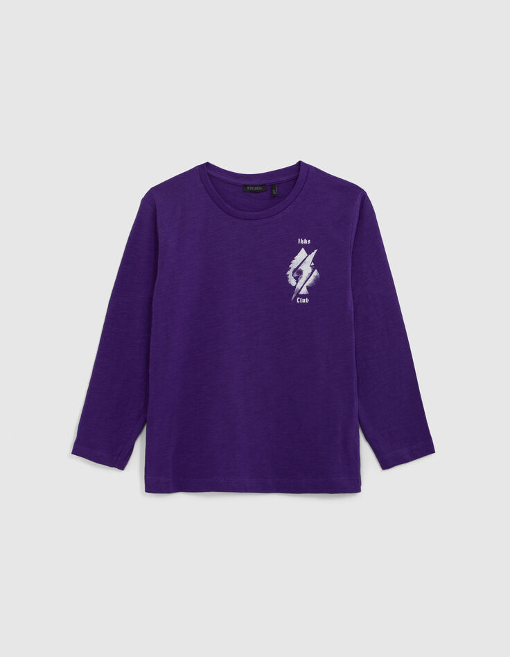 Violettes Jungen-T-Shirt mit Motiven vorne und hinten-2
