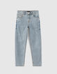 Boys’ blue straight jeans with placed distressing-1