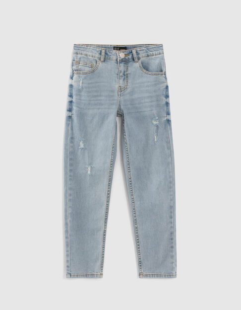 Boys’ blue straight jeans with placed distressing