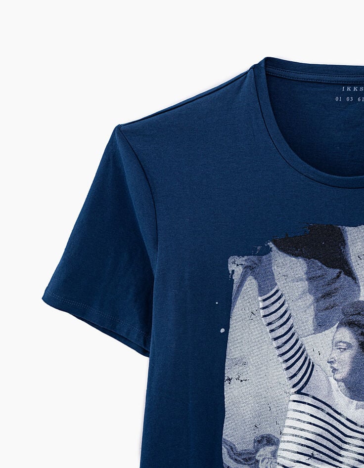 Tee-shirt indigo visuel Marianne en marinière Homme-2 Tee-shirt indigo visuel Marianne en marinière Homme-2