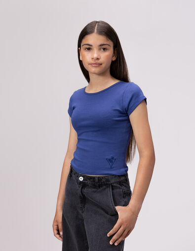 Blauw T-shirt rugdecolleté meisjes - IKKS