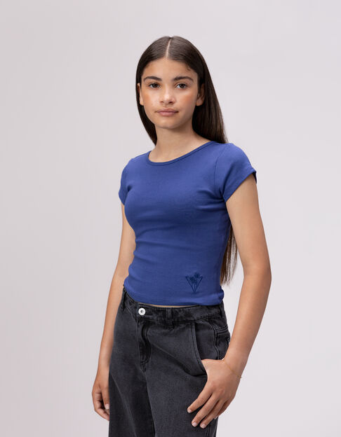 T-shirt bleu décolleté dos fille - IKKS