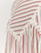 Robe courte à rayures et galons de dentelle femme-2