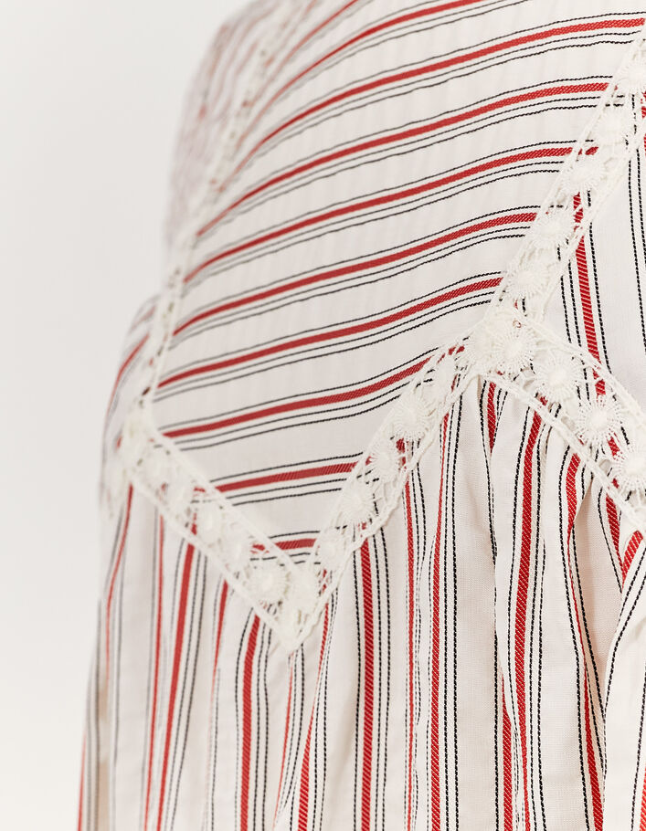 Women’s striped short dress with lace braid - IKKS