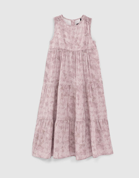 Lange lichtpaarse jurk Ecovero® tie and dye-print meisjes
