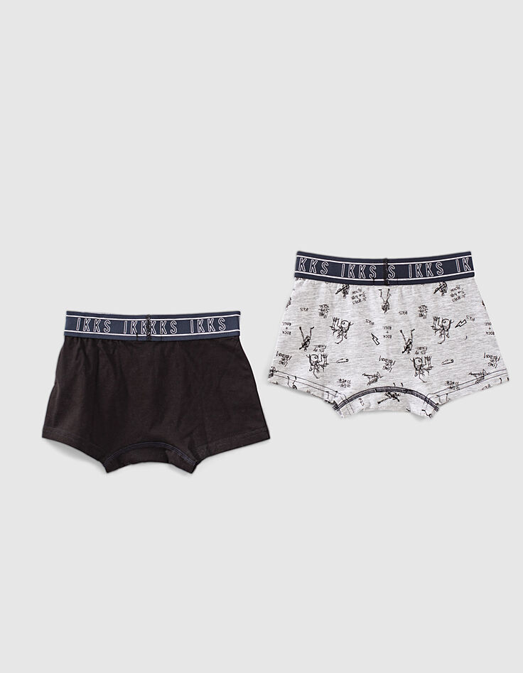 Boxer gris estampado rock y negro niño -3 Boxer gris estampado rock y negro niño -3