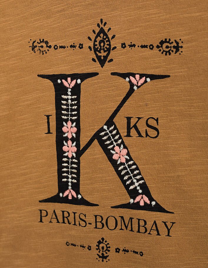 Baby girls’ ochre embroidered letter K T-shirt  - IKKS