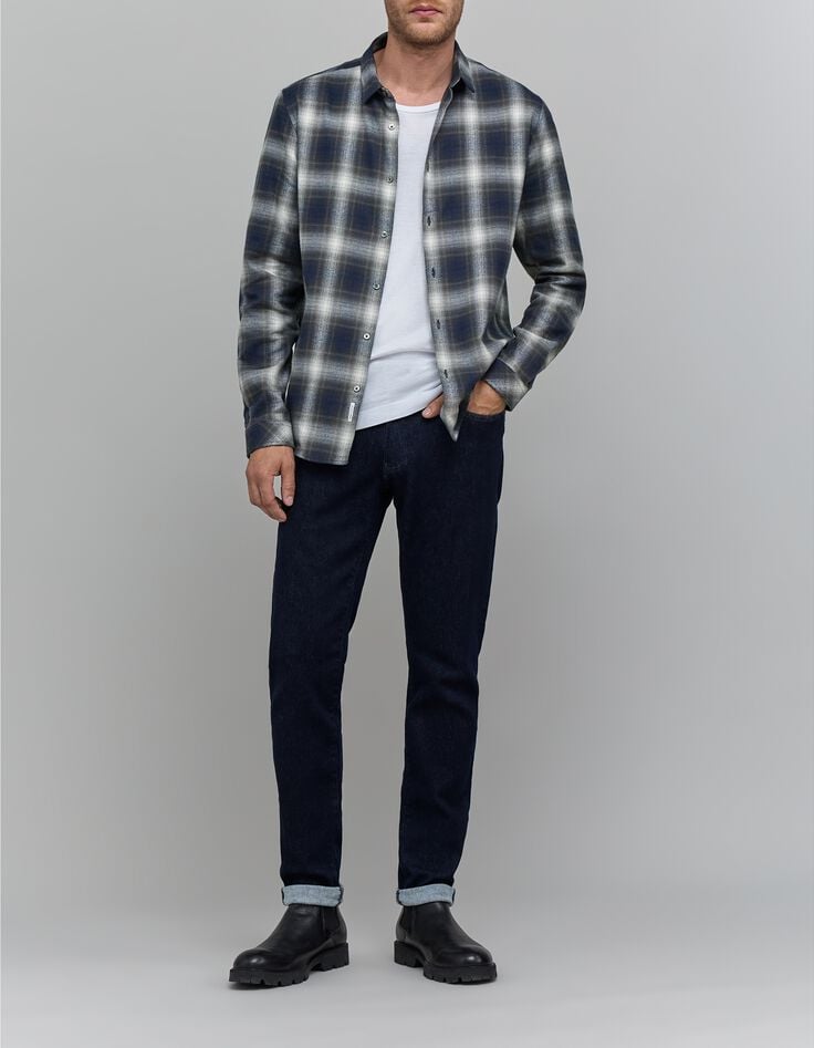 Chemise REGULAR marine motif carreaux Homme-1
