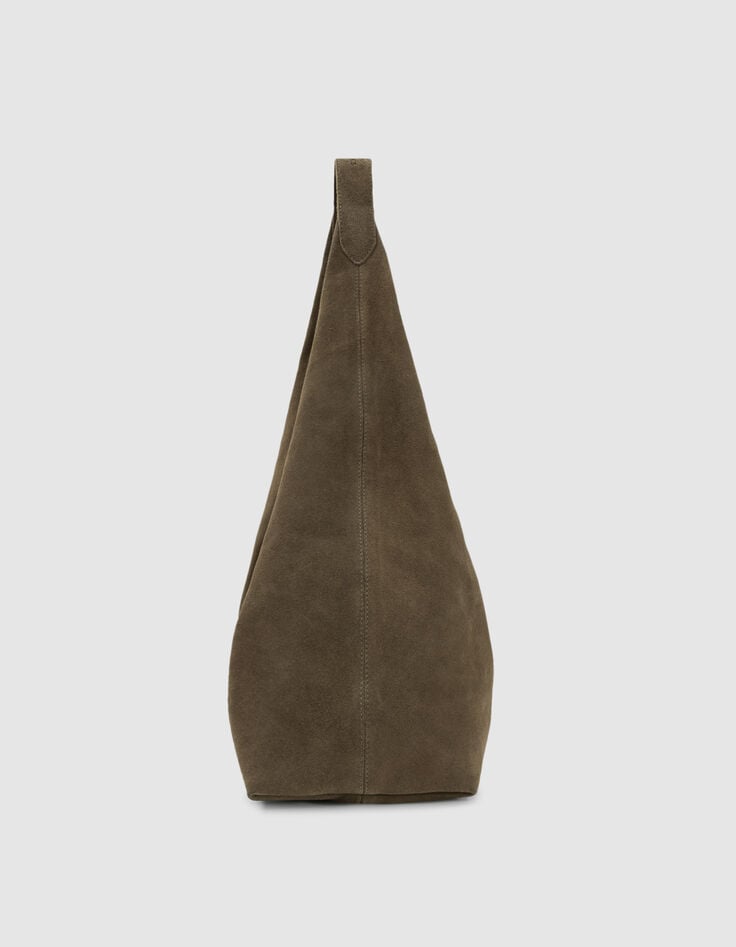 Sac Hobo kaki velours souple Femme-4