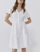 Robe écrue encolure V boutonnée devant Femme-2