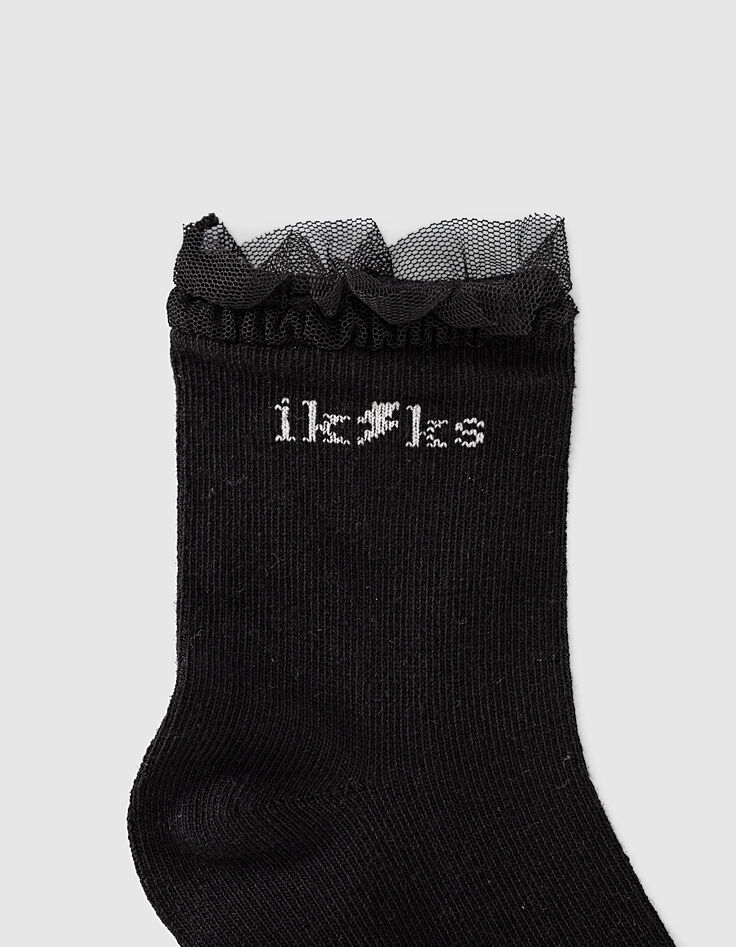 Calcetines negros y rosa empolvado bebé niña -6