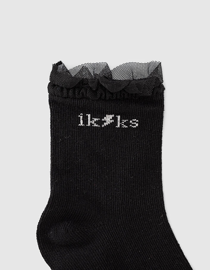 Schwarze und puderrosa Socken für Babymädchen  - IKKS