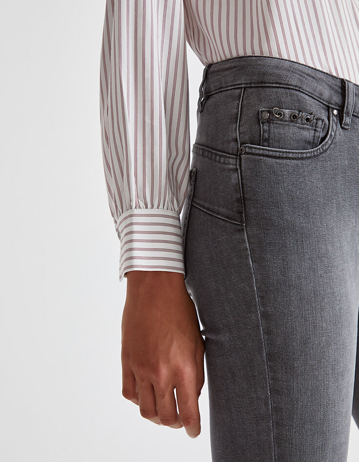 Grijze low waist slim jeans sculpt up-coupe dames-4
