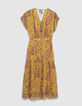 Gelbes, langes Damenkleid mit Summer-Paisleyprint-6