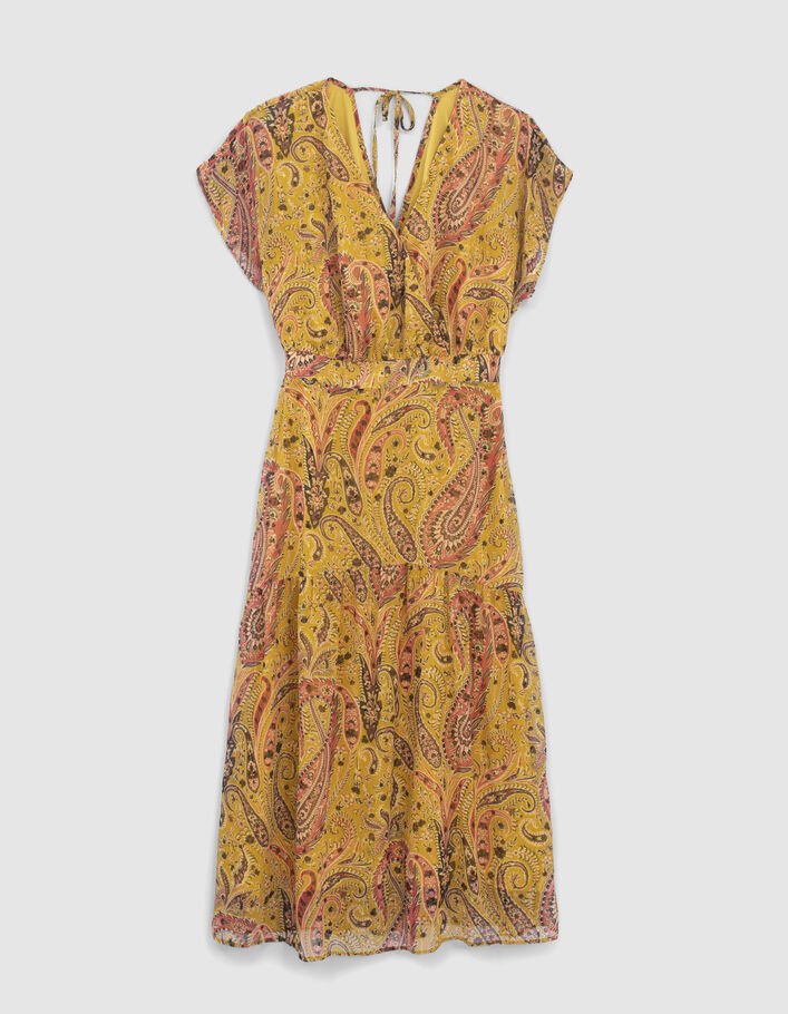Women’s yellow paisley summer print long dress - IKKS